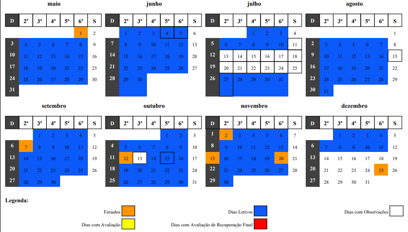Calendário Anos Iniciais
